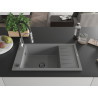 Mexen Elias Granitspüle 1-Becken mit Ablaufbrett und Küchenarmatur Aster, grau - 6511-71-73450-07-B