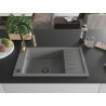 Mexen Elias Granitspüle 1-Becken mit Abtropffläche und Küchenarmatur Aster, grau - 6511-71-73450-57-B