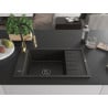 Mexen Elias Granitspüle 1-becken mit Abtropffläche und Küchenarmatur Aster, schwarz/gold metallic - 6511-75-73450-57-B