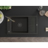Mexen Elias Granitspüle 1-beckig mit Abtropf und Küchenarmatur Aster, schwarz/goldener Metallic - 6511-75-73450-57-B