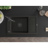 Mexen Elias Granitspüle 1-beckig mit Abtropffläche und Küchenarmatur Aster, schwarz/goldener Metallic - 6511-75-73450-70-B