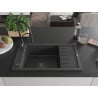 Mexen Elias Granitspüle 1-bowl mit Abtropffläche und Küchenarmatur Aster, schwarz gesprenkelt - 6511-76-73450-70-B