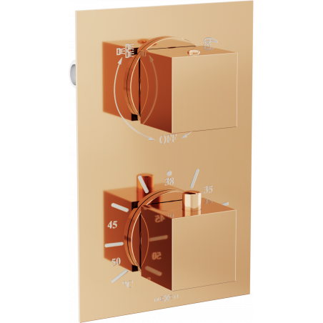 Mexen Cube thermostatische Badewannen-Duscharmatur, 2 Ausgänge, Roségold - 77502-60