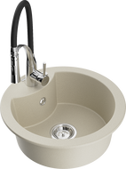 Mexen Diego Granitspüle 1-Becken mit Küchenarmatur Aster, beige - 6512-69-73450-07