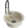 Mexen Diego Granitspüle 1-beckig mit Küchenarmatur Aster, beige - 6512-69-73450-07-B