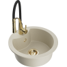 Mexen Diego Granitspüle 1-Becken mit Küchenarmatur Aster, Beige - 6512-69-73450-57-G