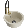 Mexen Diego Granitspüle 1-Becken mit Küchenarmatur Aster, beige - 6512-69-73450-57-B