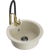 Mexen Diego Granitspüle 1-beckig mit Küchenarmatur Aster, beige - 6512-69-73450-57-B