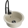 Mexen Diego Granitspüle 1-Becken mit Küchenarmatur Aster, beige - 6512-69-73450-70-B
