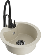 Mexen Diego Granitspüle 1-Becken mit Küchenarmatur Aster, beige - 6512-69-73450-70-B