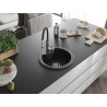 Mexen Diego granitspüle 1-beckig mit Küchenarmatur Aster, schwarz/silber metallic - 6512-73-73450-07