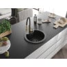 Mexen Diego Granitspüle 1-beckig mit Küchenarmatur Aster, schwarz/silber metallic - 6512-73-73450-57-B