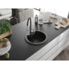 Mexen Diego Granitspüle 1-Becken mit Küchenarmatur Aster, schwarz/gold metallic - 6512-75-73450-07-B