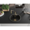 Mexen Diego Granitspüle 1-Kammer mit Küchenarmatur Aster, schwarz/gold metallic - 6512-75-73450-57-G