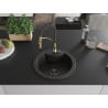 Mexen Diego Granitspüle 1-Becken mit Küchenarmatur Aster, schwarz/gold metallic - 6512-75-73450-57-B
