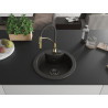 Mexen Diego Granitspüle 1-Becken mit Küchenarmatur Aster, schwarz/gold metallisch - 6512-75-73450-57-B