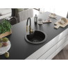 Mexen Diego Granitspüle 1-Becken mit Küchenarmatur Aster, schwarz/gold metallisch - 6512-75-73450-57-B