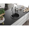 Mexen Diego 1-Kammer Granitspüle mit Küchenarmatur Aster, schwarz gesprenkelt - 6512-76-73450-07-B