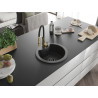 Mexen Diego Granitspüle 1-Becken mit Küchenarmatur Aster, schwarz gesprenkelt - 6512-76-73450-57-B