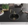 Mexen Diego Granitspüle 1-becken mit Küchenarmatur Aster, schwarz - 6512-77-73450-57-G