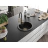 Mexen Diego Granitspüle 1-becken mit Küchenarmatur Aster, schwarz - 6512-77-73450-57-G