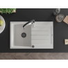 Mexen Bruno Granitspüle 1-Becken mit Abtropffläche und Küchenarmatur Aster, weiß - 6513-20-73450-07-B