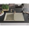 Mexen Bruno Einbauspüle aus Granit 1-beckig mit Abtropffläche und Küchenarmatur Aster, beige - 6513-69-73450-57-G