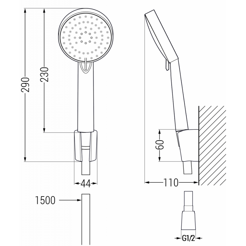 Mexen Kama R75 Badewannenarmatur mit Duschset, schwarz - 7253R75-70