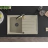 Mexen Bruno Granitspüle 1-beckig mit Abtropffläche und Küchenarmatur Aster, beige - 6513-69-73450-57-B