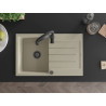 Mexen Bruno Granitspüle 1-beckig mit Abtropffläche und Küchenarmatur Aster, beige - 6513-69-73450-70-B