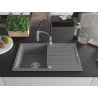 Mexen Bruno Granitspüle 1-Becken mit Abtropffläche und Küchenarmatur Aster, grau - 6513-71-73450-07