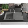 Mexen Bruno Granitspüle 1-beckig mit Abtropffläche und Küchenarmatur Aster, grau - 6513-71-73450-07-B