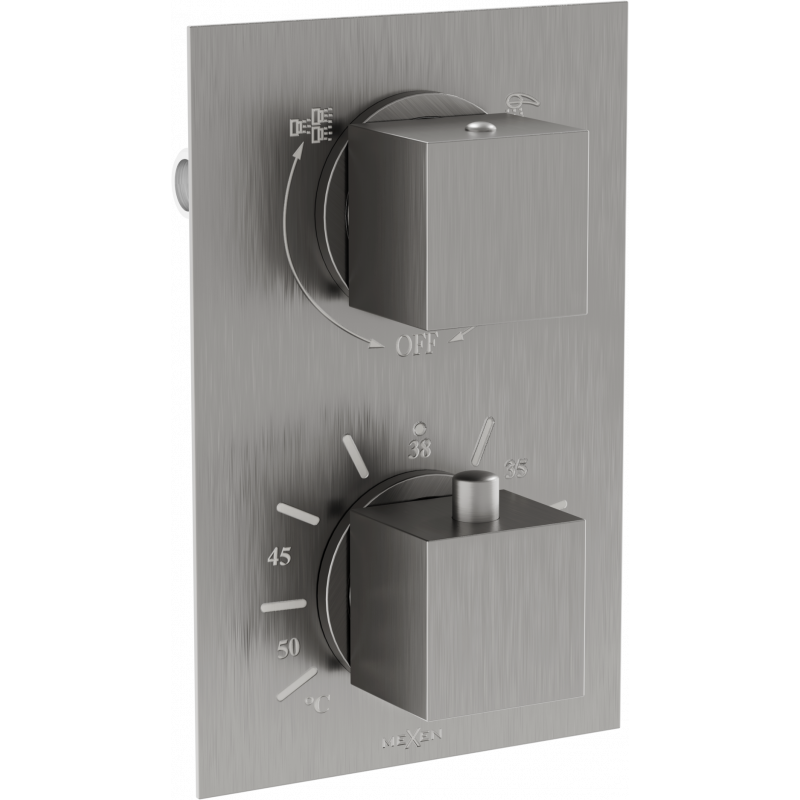 Mexen Cube thermostatische Wannen- und Duscharmatur mit 2 Ausgängen, Graphit - 77502-66