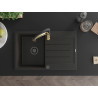 Mexen Bruno Granitspüle 1-Becken mit Abtropffläche und Küchenarmatur Aster, schwarz/goldener Metallic - 6513-75-73450-57-B