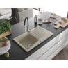 Mexen Cesar Granitspüle 1-Becken mit Abtropffläche und Küchenarmatur Aster, beige - 6514-69-73450-07
