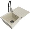 Mexen Cesar Granitspüle 1-Becken mit Abtropffläche und Küchenarmatur Aster, beige - 6514-69-73450-07-B