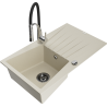 Mexen Cesar Granitspüle 1-beckig mit Abtropffläche und Küchenarmatur Aster, beige - 6514-69-73450-07-B