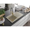 Mexen Cesar Granitspüle 1-becken mit Abtropffläche und Küchenarmatur Aster, beige - 6514-69-73450-57-G