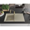 Mexen Cesar Granitspüle 1-becken mit Abtropffläche und Küchenarmatur Aster, beige - 6514-69-73450-57-G