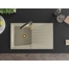 Mexen Cesar Granitspüle 1-becken mit Abtropffläche und Küchenarmatur Aster, beige - 6514-69-73450-57-G