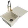 Mexen Cesar Granitspüle 1-Becken mit Abtropffläche und Küchenarmatur Aster, beige - 6514-69-73450-57-B