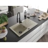 Mexen Cesar Granitspüle 1-Becken mit Abtropffläche und Küchenarmatur Aster, beige - 6514-69-73450-70-B