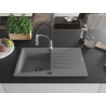 Mexen Cesar Granitspüle 1-becken mit Abtropffläche und Küchenarmatur Aster, grau - 6514-71-73450-07-B