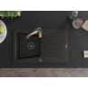 Mexen Cesar Granitspüle 1-Becken mit Abtropffläche und Küchenarmatur Aster, schwarz/gold metallic - 6514-75-73450-57-B