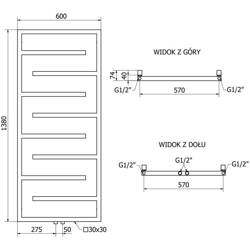 Mexen Orlando Dekorationsheizkörper 1380 x 600 mm, 445 W, weiß - W207-1380-600-00-20