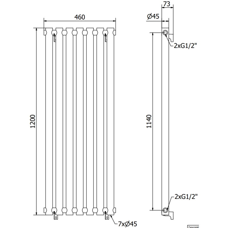Mexen Texas dekorativer Heizkörper 1200 x 460 mm, 659 W, weiß - W203-1200-460-00-20