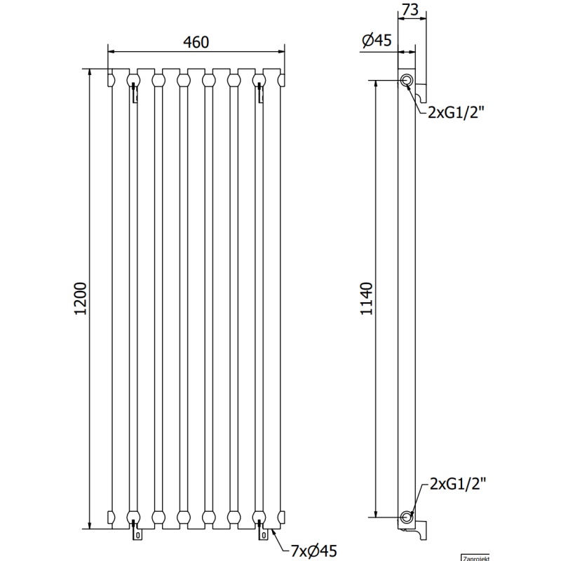 Mexen Texas Dekorativheizkörper 1200 x 460 mm, 659 W, weiß - W203-1200-460-00-20