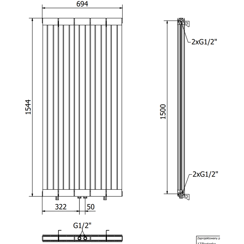 Mexen Waco Dekorativer Heizkörper 1544 x 694 mm, 1550 W, weiß - W217-1544-694-00-20