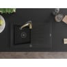 Mexen Cesar Granitspüle 1-Becken mit Abtropffläche und Küchenarmatur Aster, schwarz - 6514-77-73450-57-B