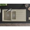 Mexen Andres Granitspüle 1,5 Schüssel mit Abtropffläche und Küchenarmatur Aster, beige - 6515-69-73450-07